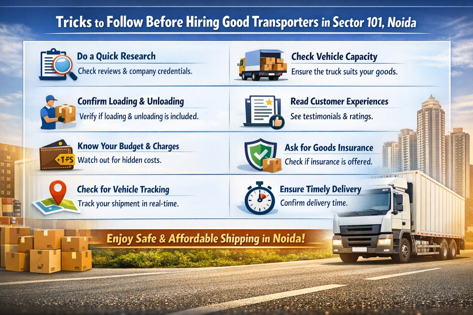 Rules to Follow Before Hiring Good Transporters in Sector 101, Noida