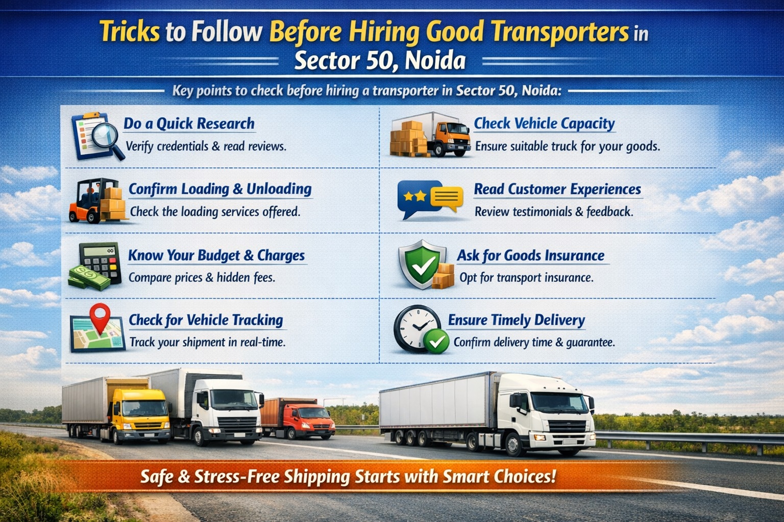 Rules to Follow Before Hiring Good Transporters in Sector 50, Noida